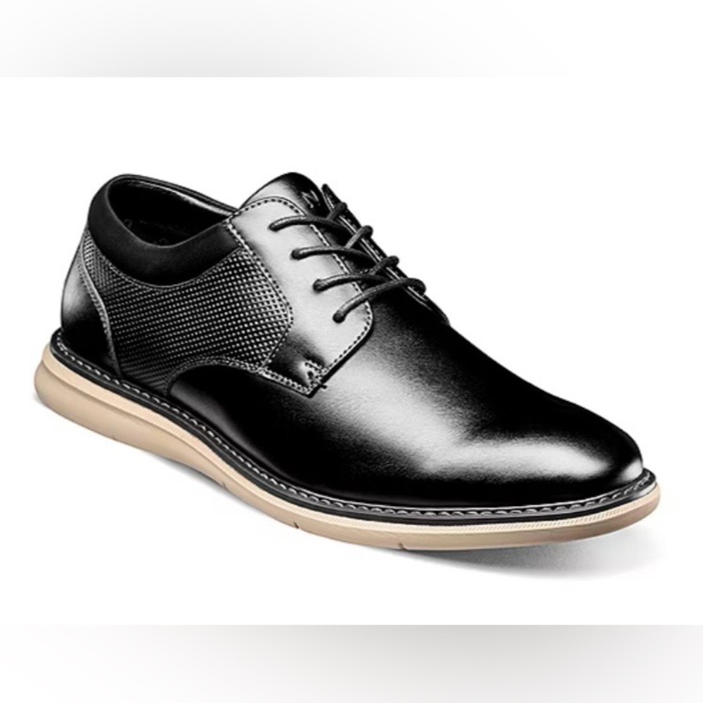 Nunn Bush Black Derby with Tan Sole Size 9.5